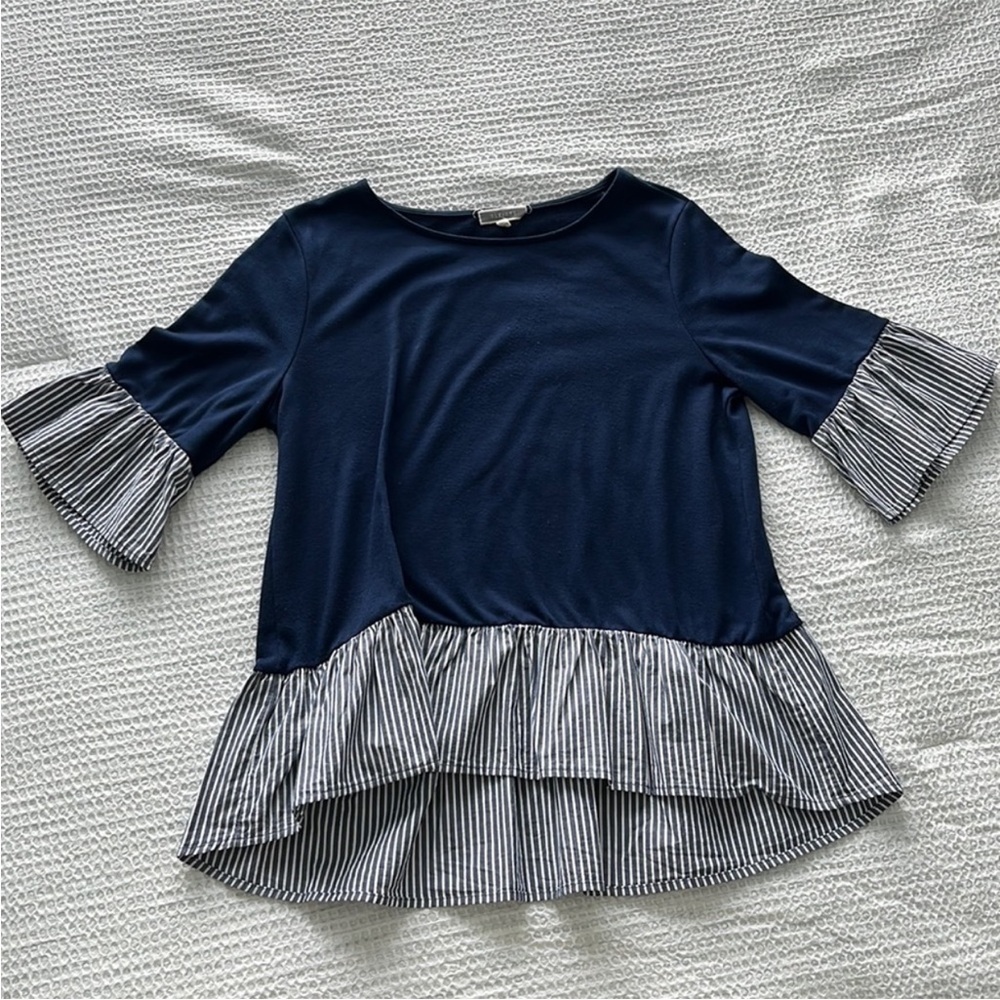 Pleione Navy Blue Knit Top
